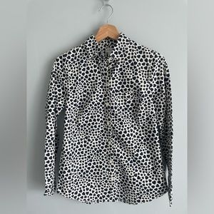 J. Crew Factory Heart Print Button Up Shirt, Size XS, NWT